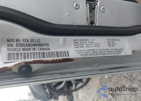 2021 Chrysler 300 300S z USA, uszkodzony, nr VIN 2C3CCABG4MH550120